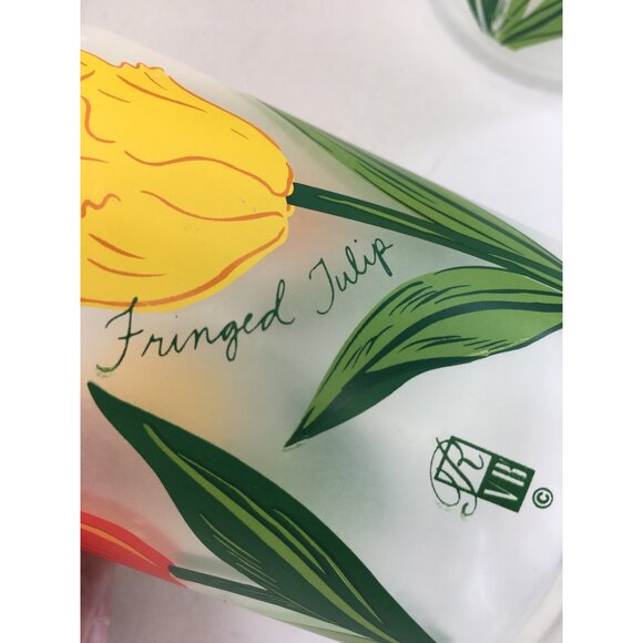 Vtg Precisioncraft Drinking Glasses Frosted Acrylic Parrot Tulip Design Set of 8 - Picture 6 of 14